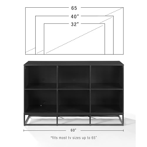 Crosley Furniture Enzo 6 Cube Record Storage Media Player Stand, Vinyl Records Holder, Black Crosley Furniture