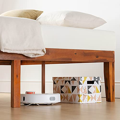 Mellow Naturalista Classic 16 Inch Solid Wood Platform Bed with Wooden Slats, Cherry, Queen Mellow