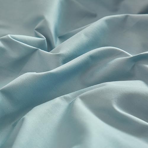 VM VOUGEMARKET Foggy Blue Twin Fitted Sheet 1 Piece,100% Cotton Blue Single Bottom Sheet with 15" Deep Pocket,Comfortable and Breathable Mattress Cover VM VOUGEMARKET