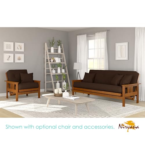 Nirvana Futons Stanford Futon Set - Full Size, Frame, 8" Mattress, Microfiber Sussex Fudge Cover Nirvana Futons