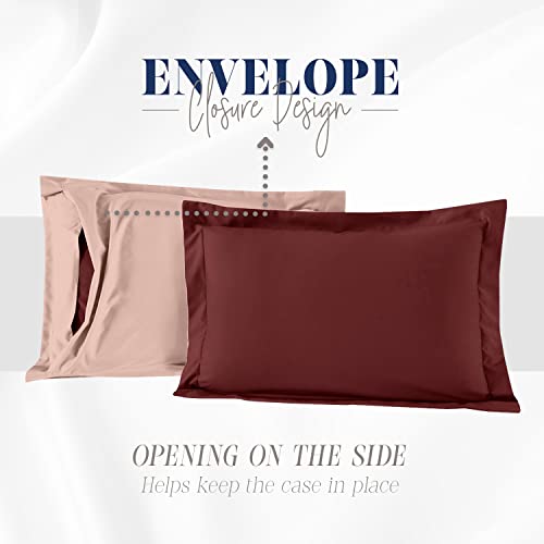 Elegant Comfort 3-Piece Reversible Comforter Set, All Season Cozy, Soft Down Alternative, Quilted - Box Stitched - Duvet Insert with 4 Corner Tabs, Comforter with Shams, Twin XL, Burgundy/Dusty Rose Elegant Comfort