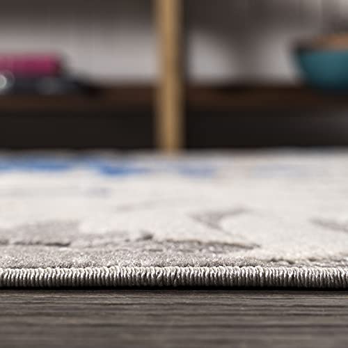 JONATHAN Y Tropics Palm Leaves Indoor Outdoor Area Rug 3X5 Gray/Blue, Boho for Backyard, Patio, Porch, Easy-Cleaning, High Traffic, Pet-Friendly, Non-Shedding (AMC100A-3) JONATHAN Y