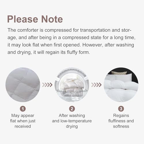 MH MYLUNE HOME Down Alternative Comforter Queen Size, Winter Warm Duvet Insert Fluffy Bed Comforter Insert White Baffle Box Stitched with Corner Tabs, Queen MH MYLUNE HOME