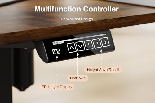 EcoZen Standing Desk Electric Height Adjustable Desk 55 x 33.5 Inches L Shaped Sit Stand up Desk, Computer Home Office Desk Memory Preset with Two-Piece Fir Wood Desktop (Vintage Brown, 55*33.5 Inch) EcoZen