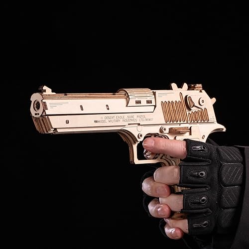 MU 3D Wooden Puzzle for Adults Model kit Building Wood Desert Eagle, Toy Wooden Puzzles Gun, DIY Kits for Men Gifts Birthday Collectible Hobbies Kit