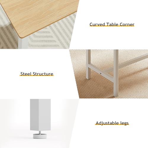 Rovibek 43" Dining Table Benches Set for 4, Modern Space Saving Kitchen Table Chairs & Adjustable Feet Breakfast Table 2 Benches, Wooden Industrial Style Farmhouse, White Rovibek