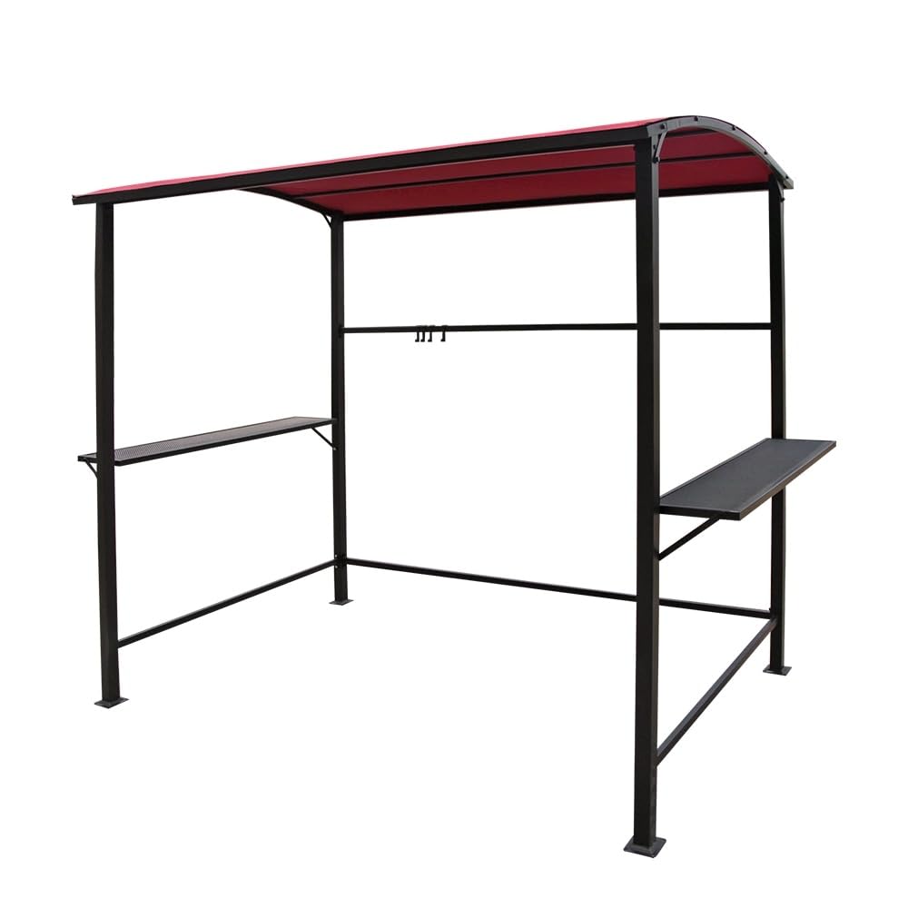 Outdoor 5 ft. x 8 ft. Steel Frame Grill Gazebo Canopy Barbecue Shelter Dark Red Overstock