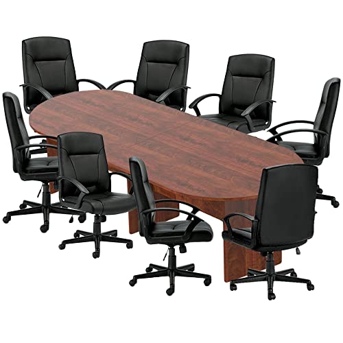 GOF 6FT, 8FT, 10FT Conference Table & Chairs (G11776B) Set, Dark Cherry, Espresso, Artisan Grey, Mahogany, Walnut (10FT with 8 Chairs, Dark Cherry) GOF