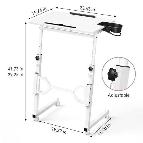 Enayplon Small Standing Desk with Wheels, Portable Treadmill Desk, Rolling Desk Adjustable Height for Laptop, Mobile Standing Table for Walking Pad, Bedside Table Enayplon
