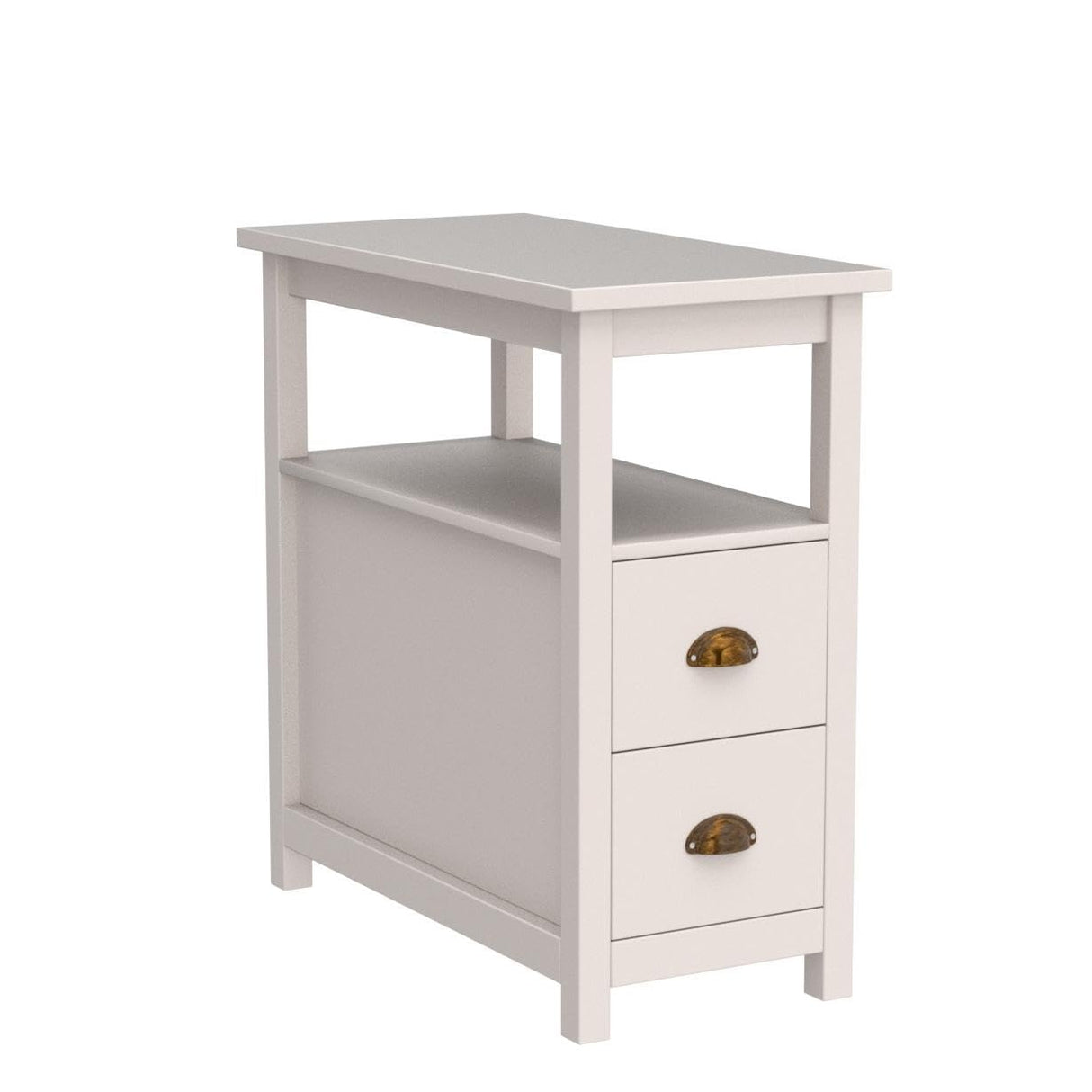 PHI VILLA Narrow End Table with 2 Drawers Nightstand Side Table Bedside Tables Small Sofa Table for Living Room Bedroom PHI VILLA