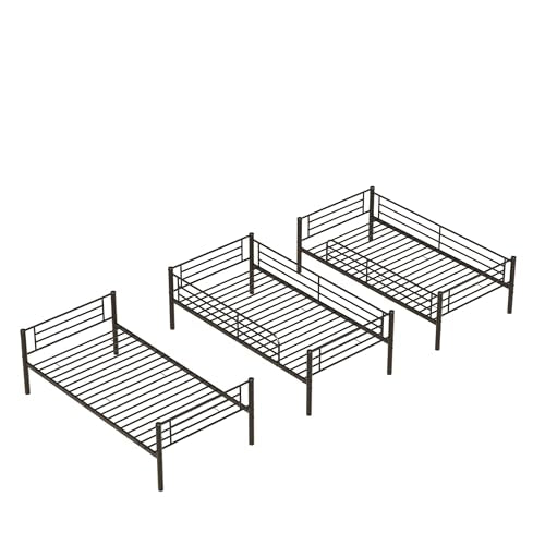 Bellemave Triple Bunk Bed for 3, bunk Bed for 3 Person, 3 bunk beds for Kids/Adults/Teenagers, Black Bellemave