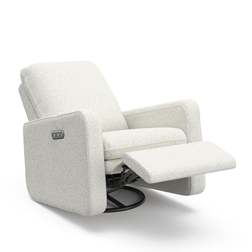 Graco Teddi Power Recliner Swivel Glider (Ivory Boucle) – Electronic Power Recline, USB-A & USB-C Charger, Premium Cushioning & Comfort Graco