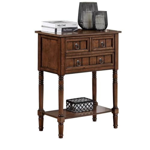 Convenience Concepts Kendra Entryway Hall Table 23.75" - 3 Storage Drawers, Traditional Console with Shelf for Decor, Office & Hallway Organizer, No Tools Assembly, Solid Wood Legs, Dark Oak Convenience Concepts