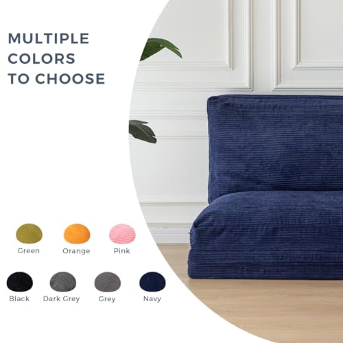 MAXYOYO Folding Sofa Bed, Extra Thick and Long Floor Sofa Convertible Sleeper Chair with Washable Cover, Floor Couch Lounge Bean Bag Bed for Living Room, Navy, 30x95 Inch MAXYOYO