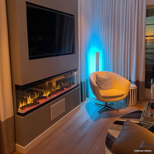 Touchstone Sideline Infinity Pro 3-Sided Smart 60" WiFi-Enabled Electric Fireplace - 80046 - Built-in - 6 Realistic Flame Colors- 13-Color Down Lighting- Crackle Sound- 1,500W Heater Touchstone