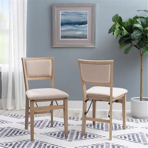 Linon Keira Pad Back Wood Set of Two Folding Chairs in Graywash Linon