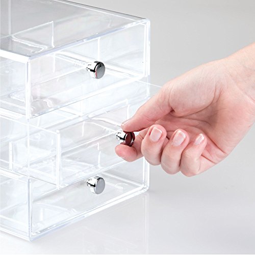 iDesign Plastic Divided 3-Drawer Vanity & Countertop Organizer – 7" x 6.5" x 6.5”, Clear iDesign