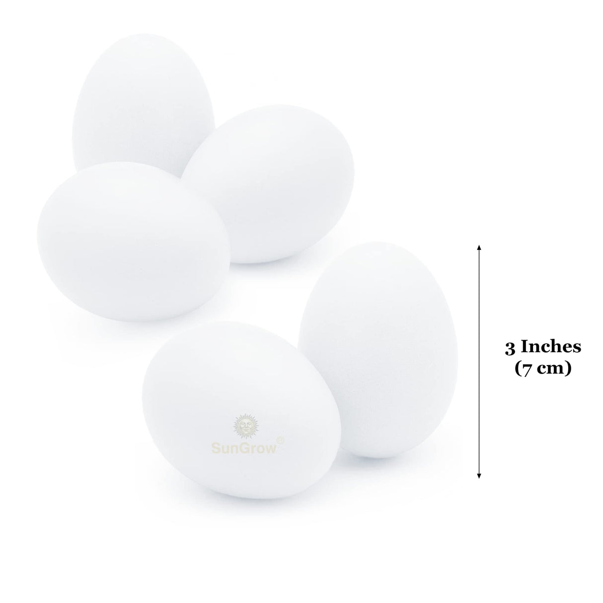 SunGrow Fake Wooden Eggs to Train Birds from Laying in The Nesting Boxes & to Stop from Eating Own Eggs, White Color, 5 Pack Suitable for Chicken and Duck SunGrow