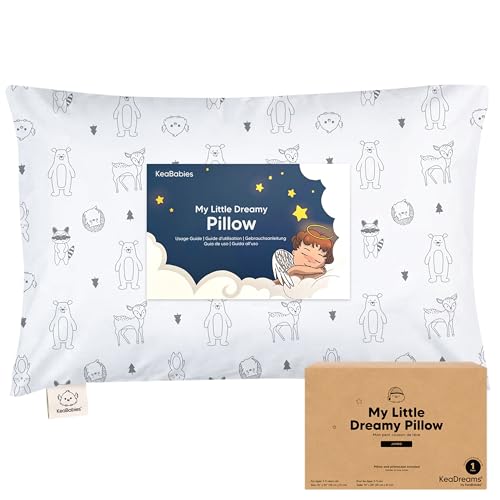 KeaBabies Toddler Pillow with Pillowcase, Jumbo 14X20 - Soft Organic Cotton Toddler Pillows for Sleeping - Machine Washable - Perfect for Travel, Toddler Bed Set (KeaFriends) KeaBabies