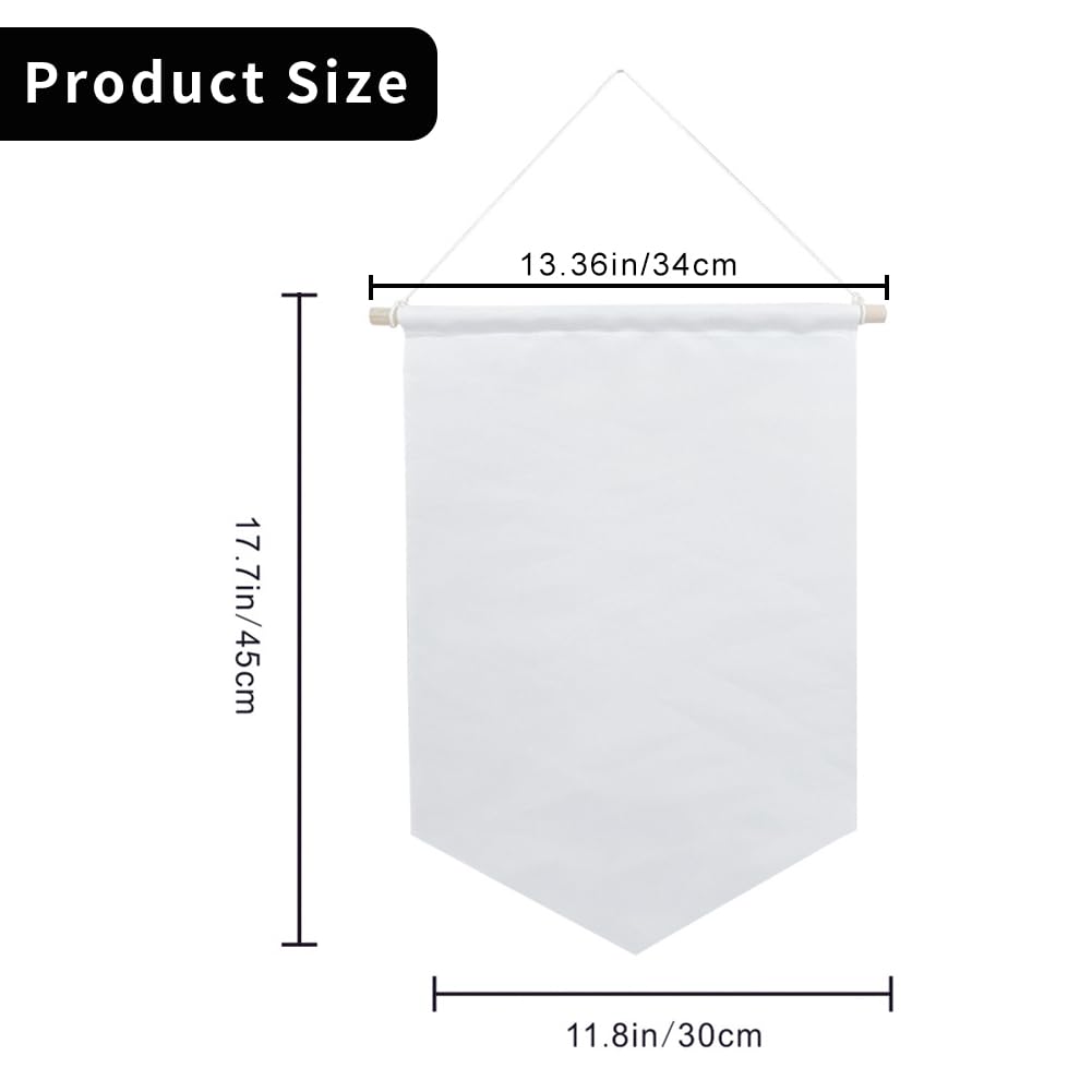 Wall Hanging Canvas Banners, 5 Pack Sublimation Blank Fabric Pennant Flag Plain Wall Decor Display for Play Room Sign, Boy & Girl Bedroom, Pin Organizer Wall Banner for Enamel Lapel Badge Collection HeKimLee
