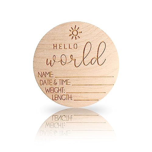 Baby Announcement Sign | Birth Announcement Sign | Hello World Newborn Sign | Perfect Photo Prop - Hospital & Home | Keepsake Baby Name Sign | AEGYPIUS