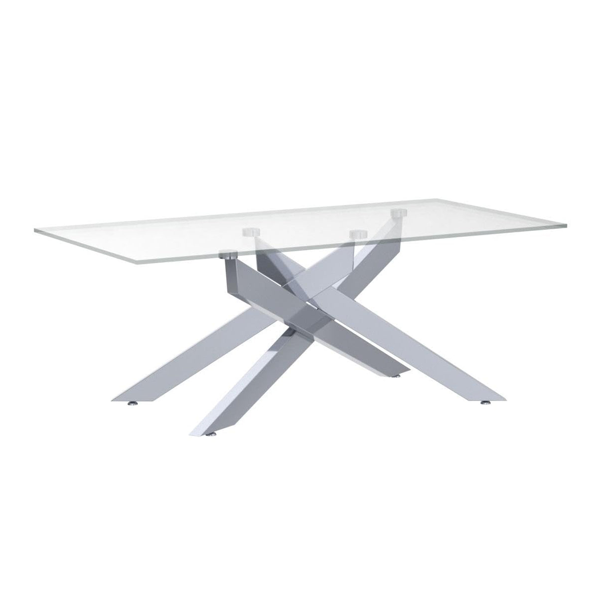 Rectangle Modern Coffee Table, Tempered Glass Top and Metal Tubular Leg, 47.3”Lx23.6”Wx18.1”H, Silver Edwin's Choice