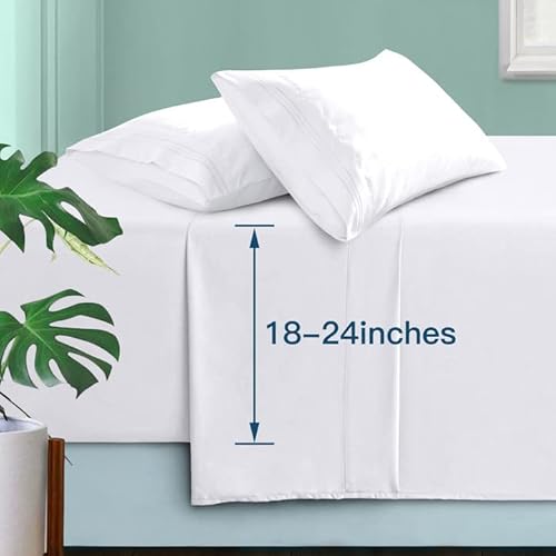 Manyshofu Extra Deep Pocket King Size Sheets - Hotel Luxury 1800 Thread Count Sheets & Pillowcases - Microfiber Bedding Set up to 24" Mattress - Pure White Bed Sheets 18-24 Inch Deep Pockets - 4 Piece