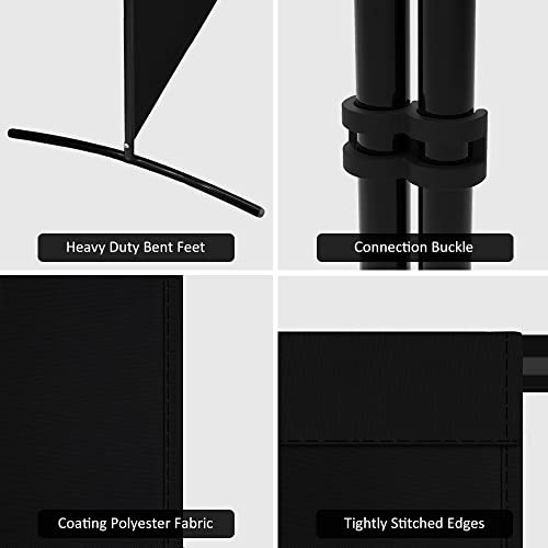 Kokorona 3 Panel Room Divider, 6FT Tall Folding Privacy Screen Wall Dividers, Portable Privacy Screen Freestanding Room Divider for Room Separation, Included - Cover Strips, Black, 102''W x 71''H Kokorona