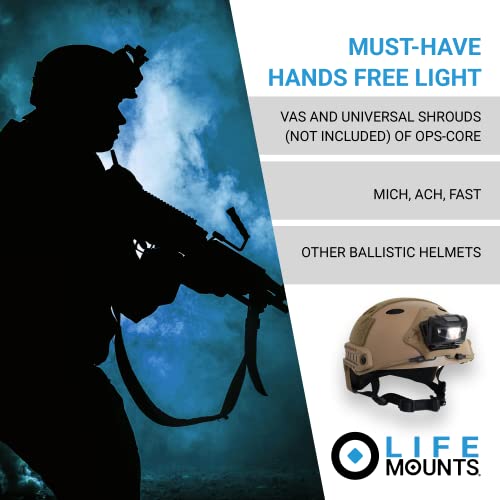 Life Mounts - LED Tactical Helmet NVG Shroud Light - Helmet-Mounted Flashlight Stay Safe and Light Your Way - Designed for Tactical and Ballistic Helmets - Grey Life Mounts