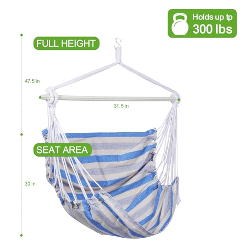 Backyard Expressions Striped Hammock Chair Hanging Rope Swing Chair, Anti Slip Steel Spreader Bar BACKYARD EXPRESSIONS PATIO · HOME · GARDEN