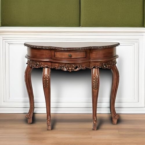 Touch of Class Traditional Delegato II Natural Cherry Classic Wooden Console Table - Handcrafted Wood - Victorian Style - Decorative Regal Furniture - Half Circle Moon Shape - Elegant Display Touch of Class