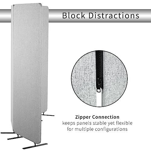 VIVO Freestanding 72 x 66 inch Privacy Panel, Cubicle Divider, Acoustic Wall Partition, x3 24 inch Panels, Gray, PP-3-T072G VIVO