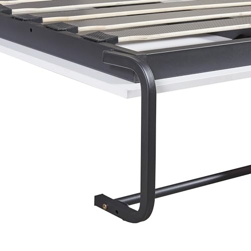 Ball & Cast Murphy Bed Twin Size Folding Wall Bed with Cabinet and Drawer,can be Folded,Wood Space-Saving Furniture Hideaway Platform Bedframe w/Slat Support,for Guest Room,Study,Office,White Ball & Cast