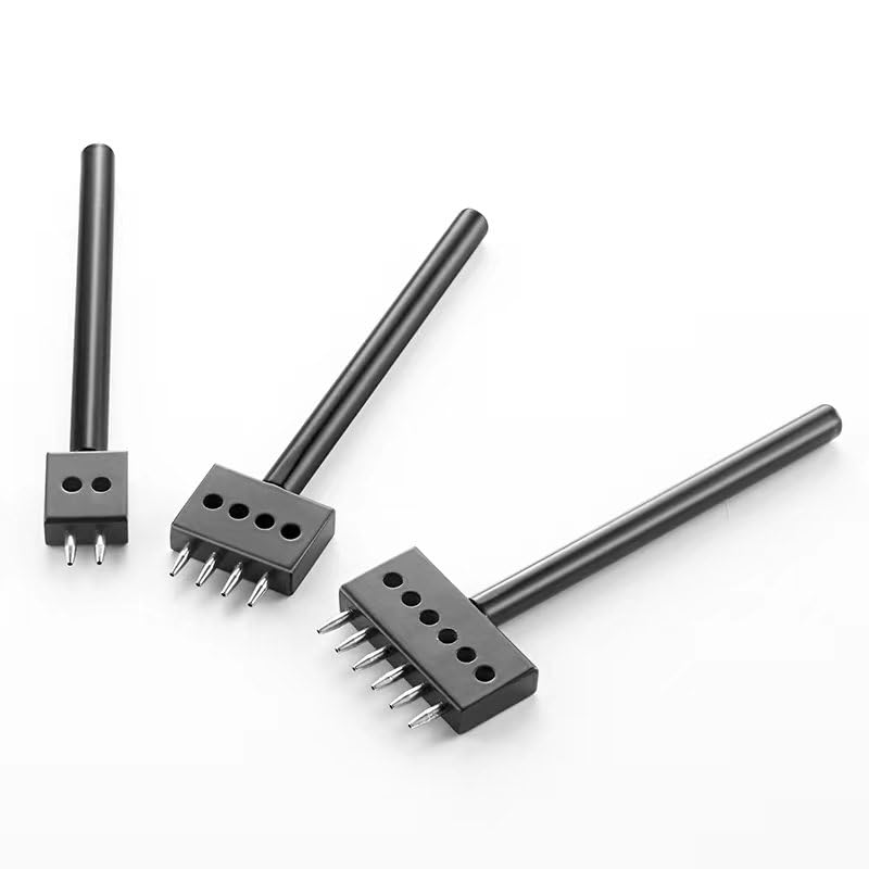 Leather Round Hole Punching Tool 3pcs Prong Punch Tool Set with 2/4/6 Prong Options for Precise Round Hole Punching DIY Leather Craft(6mm) RONGXINGSHENG
