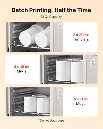 VEVOR Sublimation Oven Machine, 13 Qt, Fits 20oz Tumblers, with 1 Heat Air Gun, 50 Shrink Films, 1 Tape and 2 Heat Gloves, Oven for Sublimation Blank Tumblers, Mugs, Bowls, Off-White VEVOR