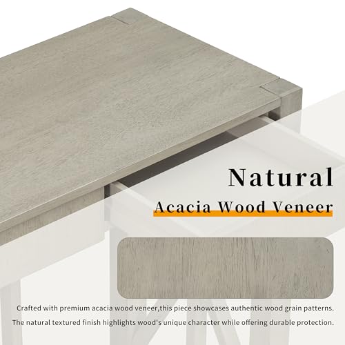 60'' Long Console Table with 4 Spacious Drawers,Modern Crisscross Design Entryway Table with Open Bottom Storage,Farmhouse Sofa Tables for Living Room,Kitchen,Dining Room,Hallway,Grey JIJIWANG