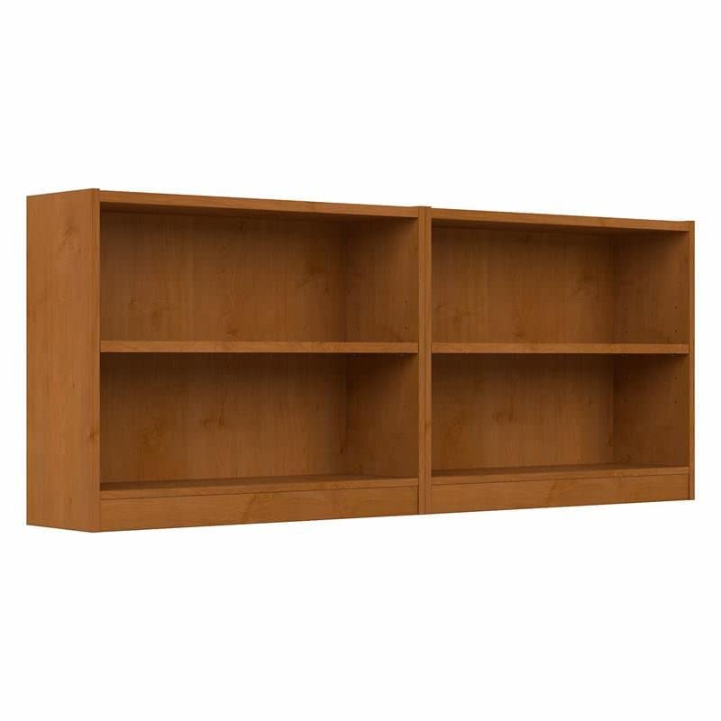 Bush Furniture Universal Small 2 Shelf Bookcase Set - Natural Cherry Finish, Versatile Storage for Home Office or Living Room Bush Business Furniture