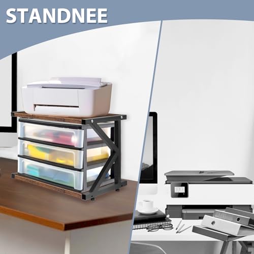 STANDNEE Printer Stand Multi-Purpose Printer Shelf for desk,Wood Stand with Storage Home Office Desktop Printer Stand with Anti-Skid Feet (1-Tier) STANDNEE