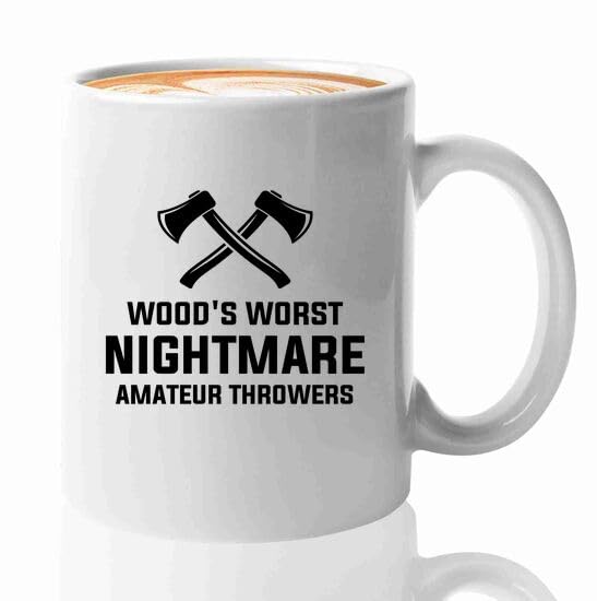 Axe Throw Coffee Mug 11oz White -Woods worst - Sport Game Tomahawk Target Throwing wooden Competition Hunting Luxe Gifting