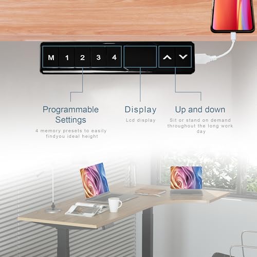 Fromann Standing Desk Frame Electric Height Adjustable Desk Legs Sit Stand Up Table Base Dual Motor L Shaped Corner with USB for Home and Office (Black) Fromann