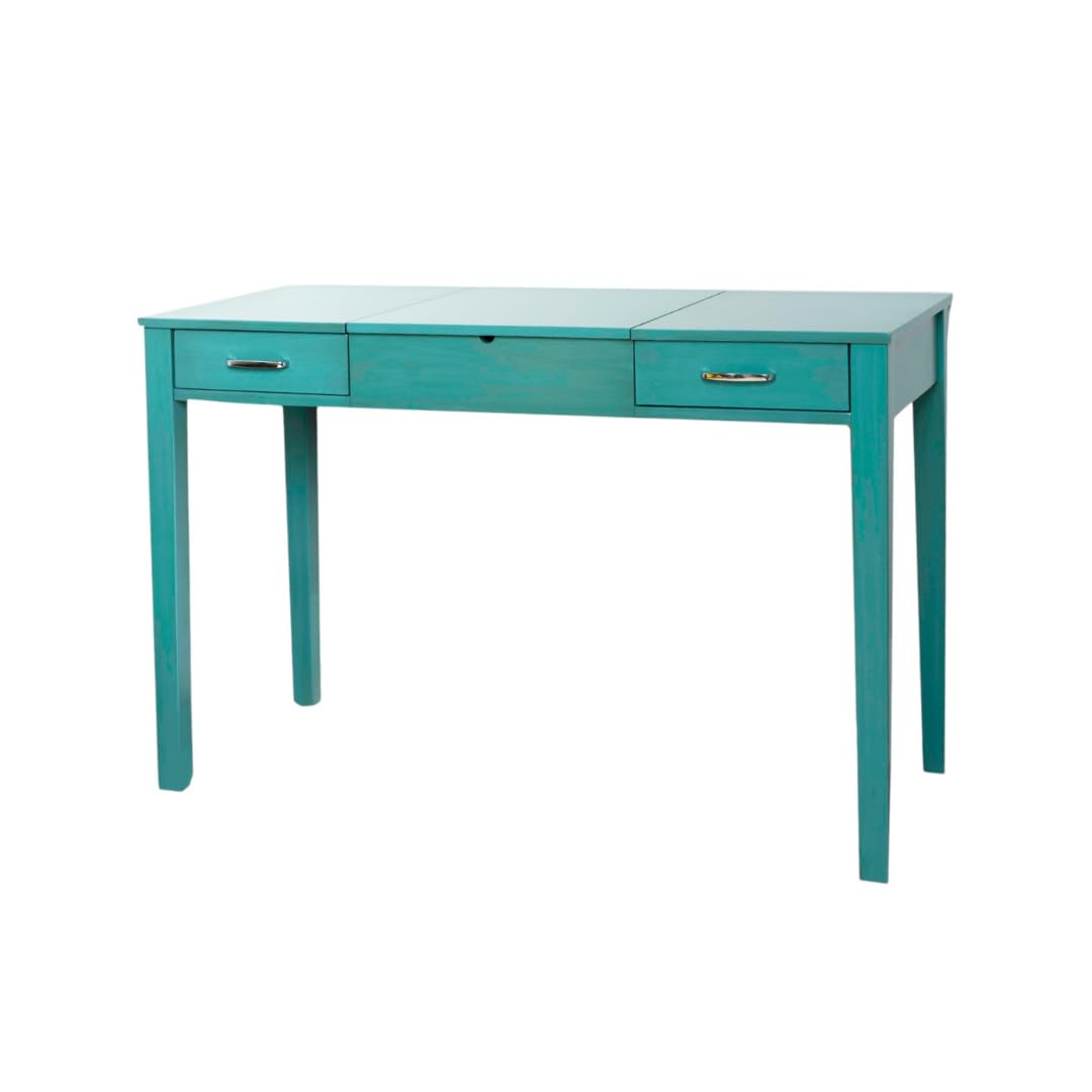 Hives and Honey Ainsley Vanity Desk Dressing Table with USB and Outlet - Turquoise Hives and Honey