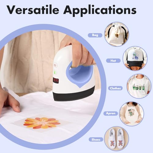 Easy Count E Mini Heat Press Machine, Heat Press Easy for Crafts, T-Shirt, Hats, Shoes, and Small HTV Vinyl Projects, Mini Portable Ironing Machine, Small Heat Transfer Machine Green (Purple) EasyCount E