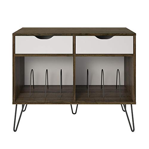 Novogratz Concord Turntable Stand with Drawers, Brown Oak Novogratz