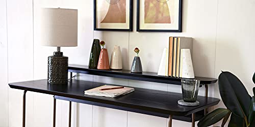 Main + Mesa Marble Geometric Bookends with Wood Inlay, White Main + Mesa