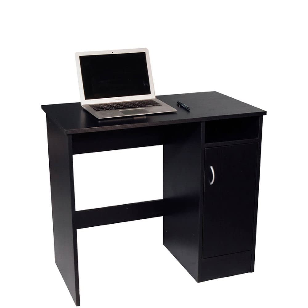 OneSpace Madison Cabinet Computer Desk, Writing Desk with Storage and Drawer, Black OneSpace