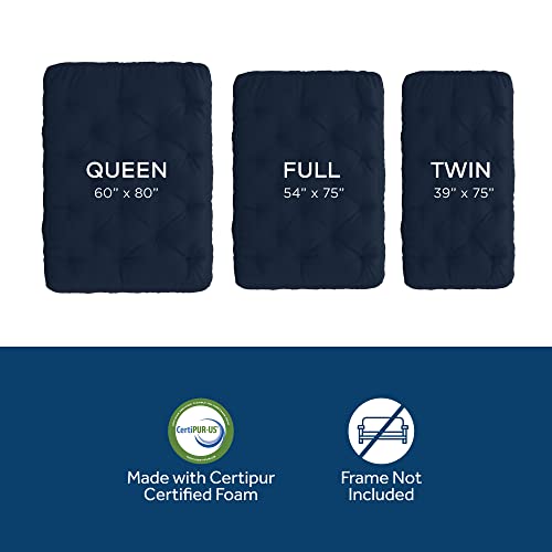 Royal Sleep Products by The Futon Factory 8 inch Foam Futon Mattress - Solid Royal Blue Cover - Full Size - CertiPUR Certified Foams - Made in USA - (Frame not Included) Royal Sleep Products