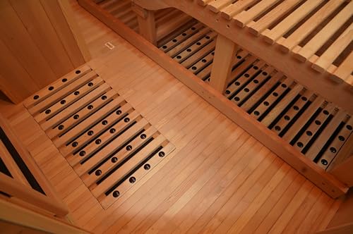 AURGOD Corner Sauna for 1 Person, Infrared Wooden Sauna Room, Luxurious Canadian Hemlock Home Sauna with Recliner, 2300 W 8 Heating Element, Low EMF Full Size Indoor Spa-Fast Delivery AURGOD