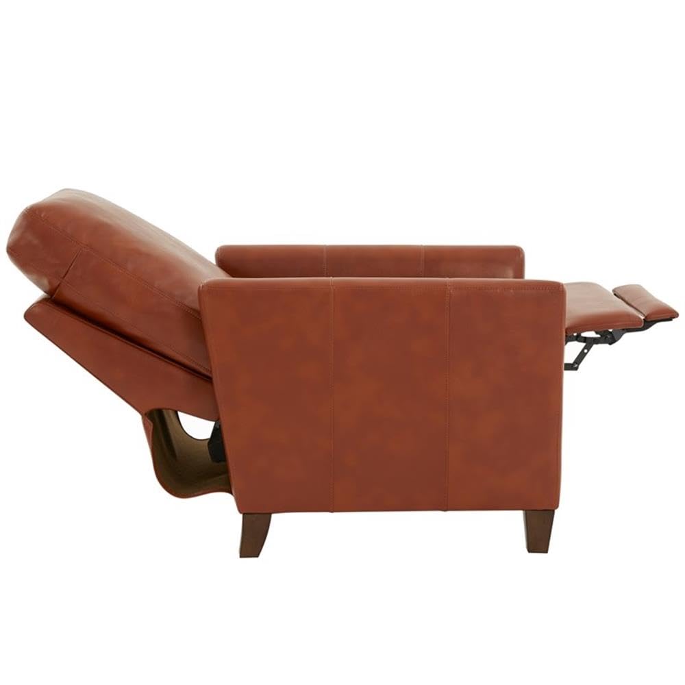 Comfort Pointe Penny Caramel Brown Faux Leather Modern Push Back Recliner Comfort Pointe