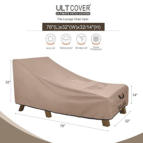 ULTCOVER Waterproof Patio Lounge Chair Cover Heavy Duty Outdoor Chaise Lounge Covers 2 Pack - 76L x 32W x 32H inch ULTCOVER