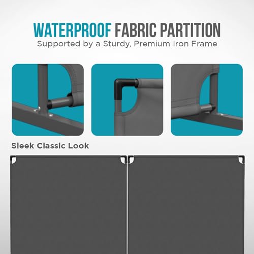 Steel-AID 50-inch Rolling Privacy Room Divider - Freestanding Office Wall Partition with Non See-Through Blackout Screen - Sturdy & Durable Iron Frame - Rolling Wheels - Black, White, Gray & Blue STEELAID